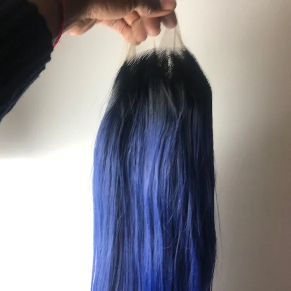 K Jenner blue ombre straight lace front wig *NEW*